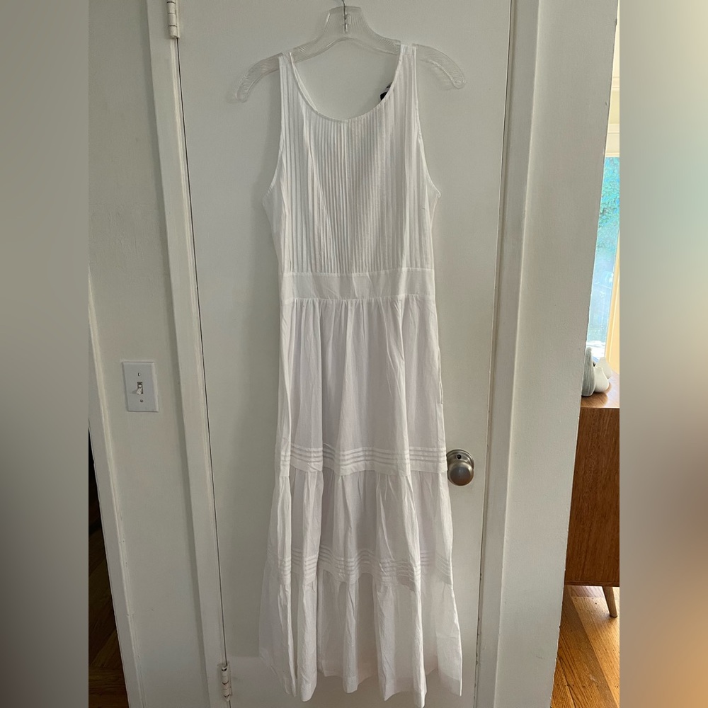 White Sleeveless Tiered Maxi Dress